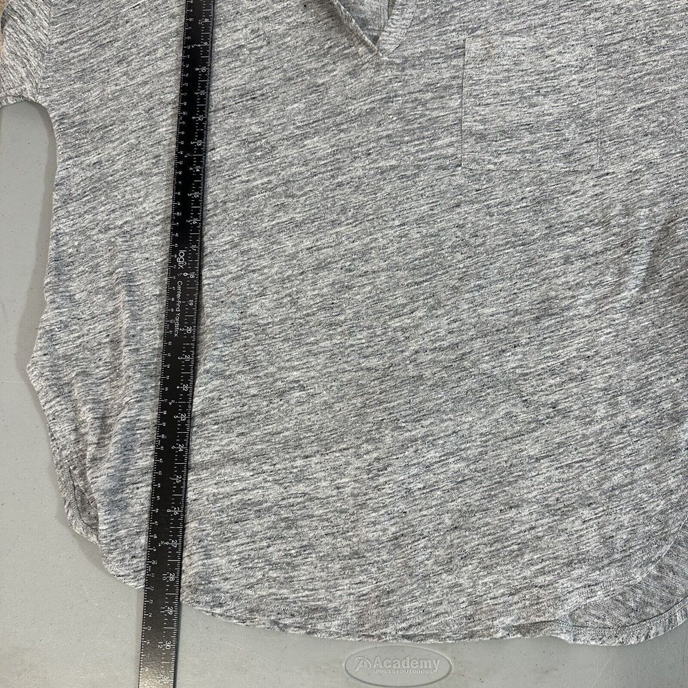 Banana Republic V Neck Linen Pullover Top Womens Large Grey Long Sleeve Pocket - Picture 12 of 12